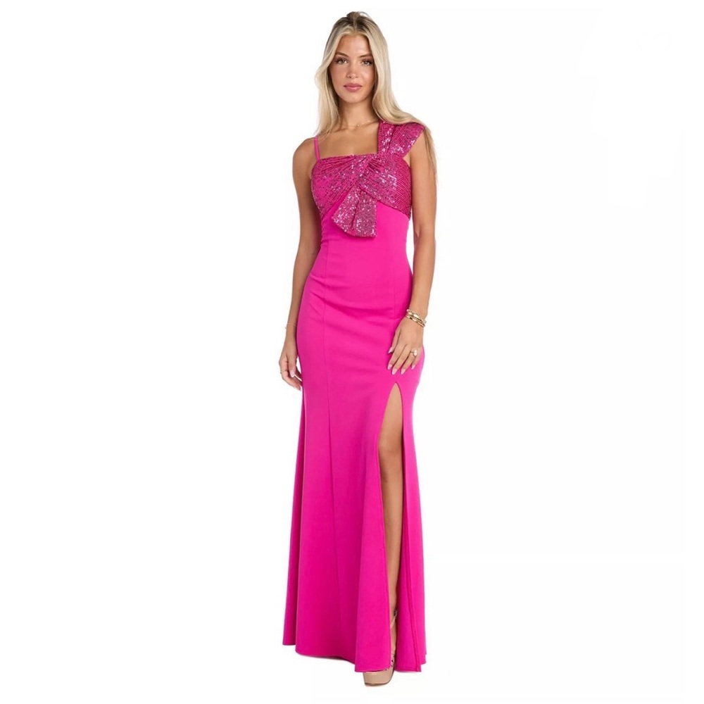 Morgan and Co One-Shoulder Sequin maxi Dress room formal homecoming Barbie